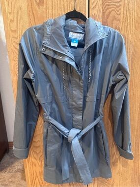 Columbia Women's Steel Gray Trench Rain Jacket with Belt “Pardon My Trench”